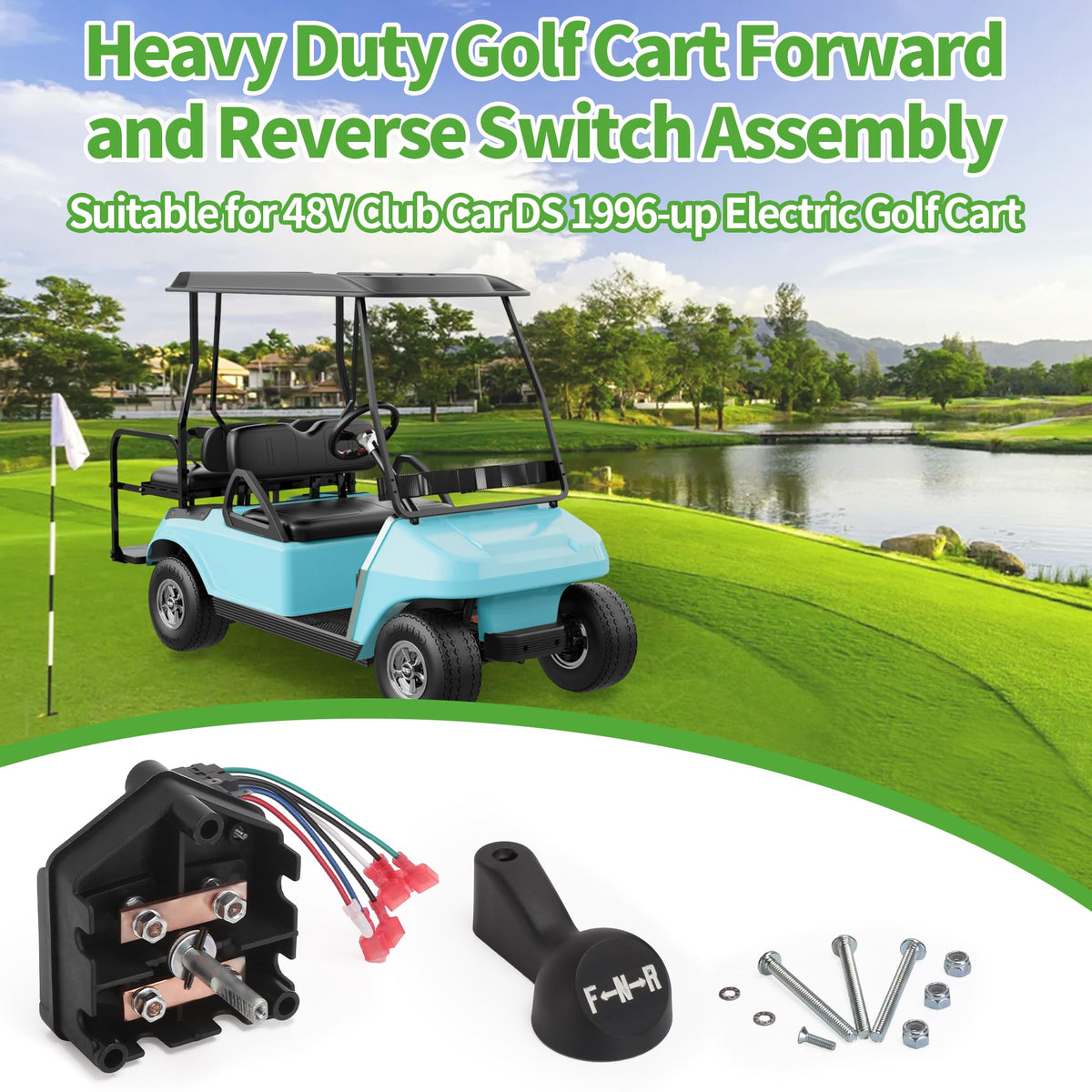 10L0L Club Car DS 1996+ switch mechanism with shift handle for quick gear changes.