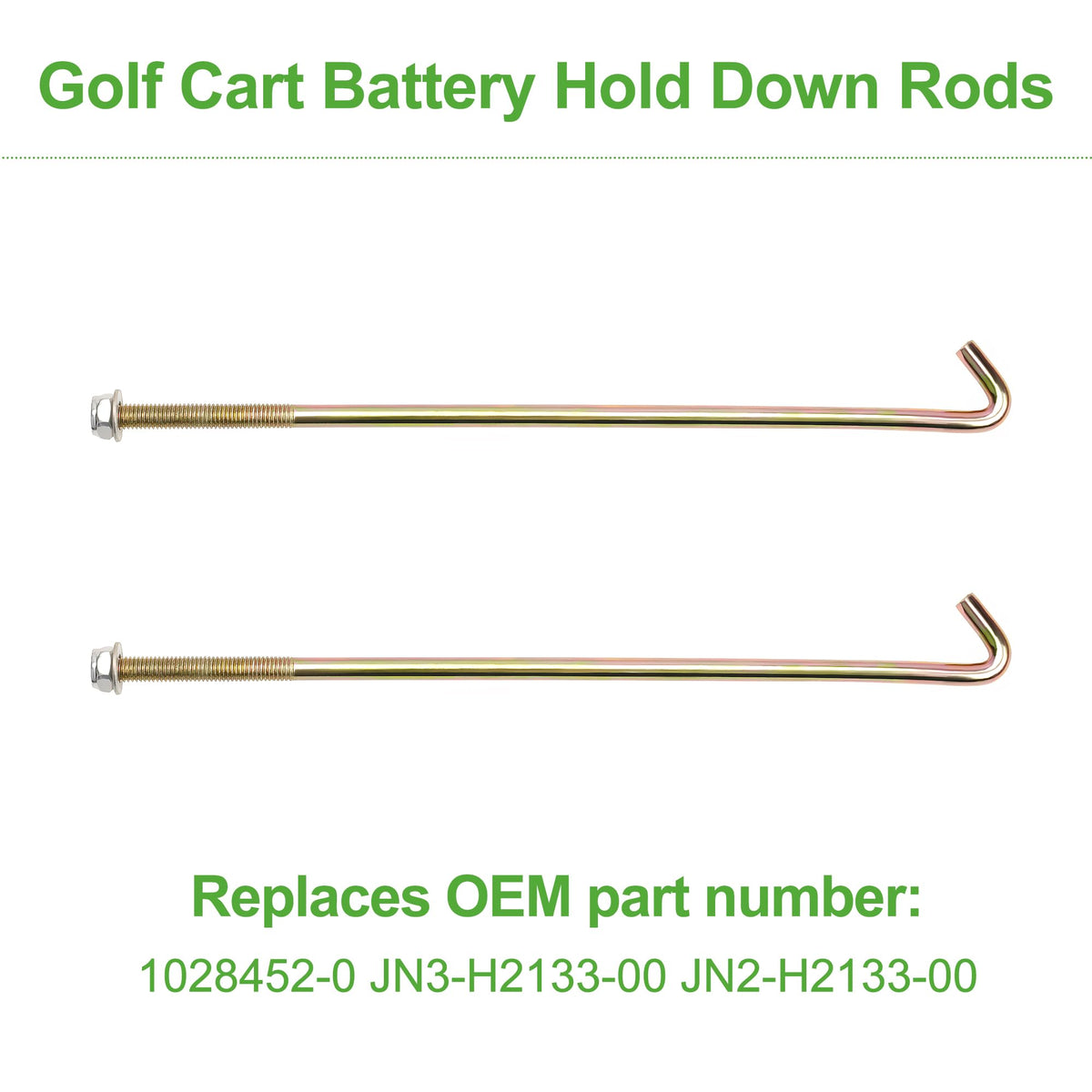 10L0L Club Car DS carryall Villager hold-down-rod protects battery during bumps.