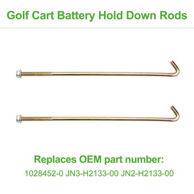 10L0L Club Car DS carryall Villager hold-down-rod protects battery during bumps.