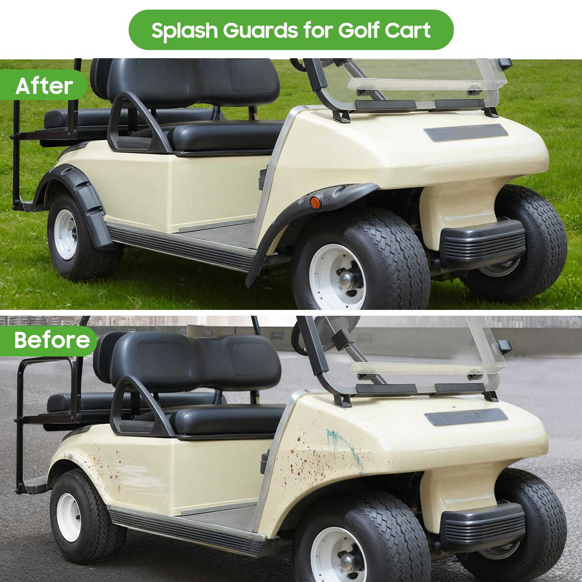 10L0L Club Car DS Fender Flare fit-check shows factory-origin compatibility.