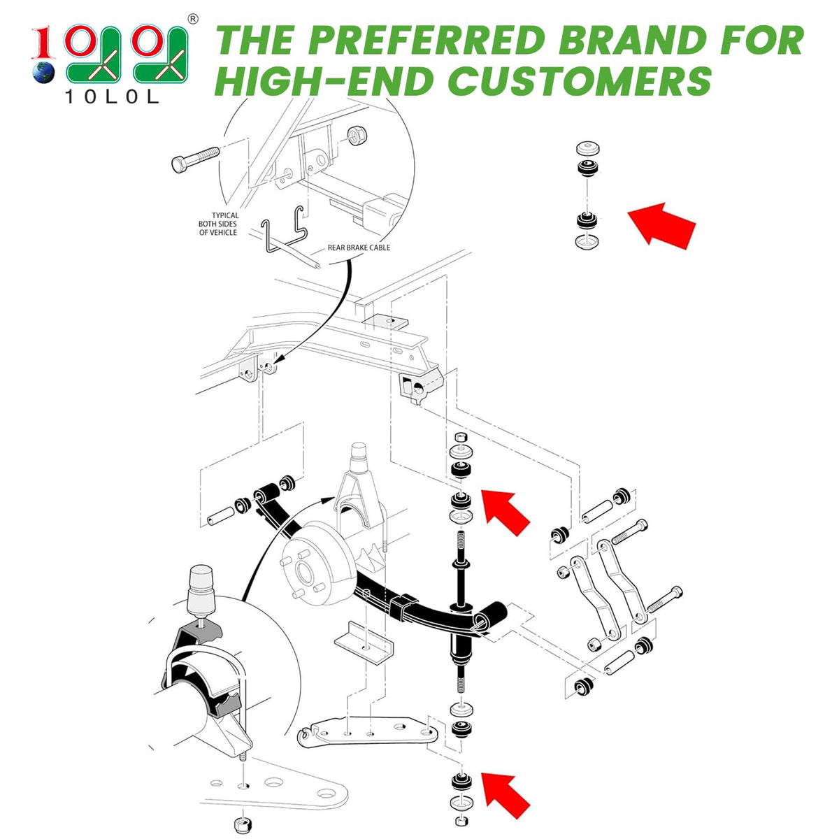 10L0L Club Car DS Precedent bushing kit ensures factory-like fit