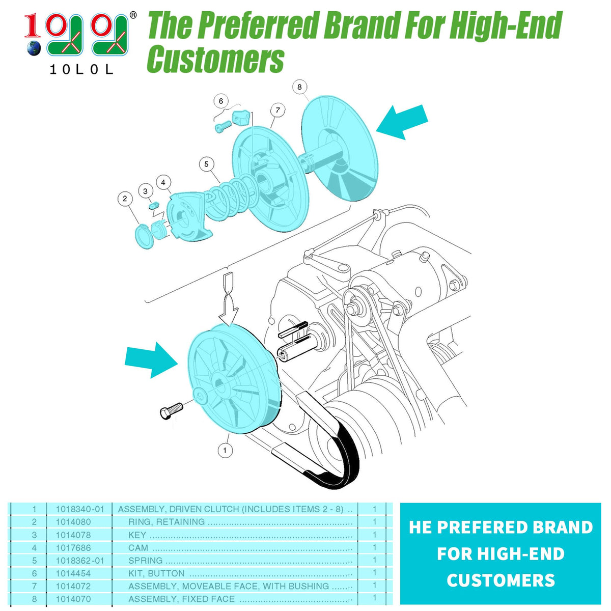 Center shaft included for easier installation with the 10L0L clutch.