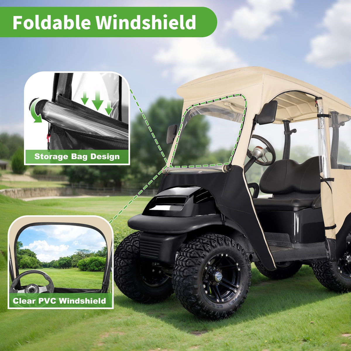 10L0L Club Car Precedent 57-inch roof enclosure provides full coverage