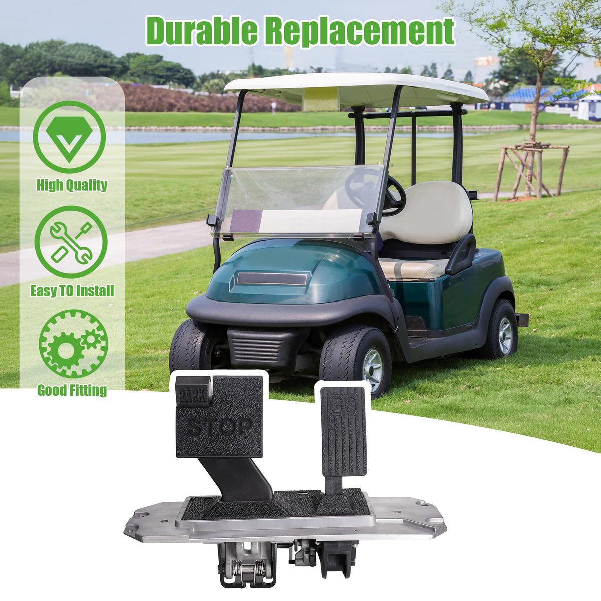 10L0L club car precedent accelerator pedal mounted on cart for easy replacement