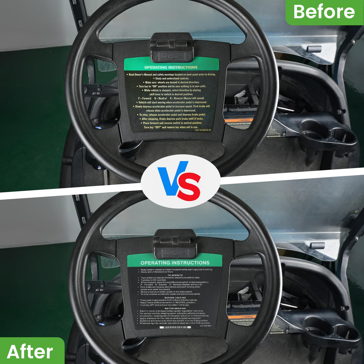 10L0L Club Car Precedent dashboard sticker kit improves labeling and readability.