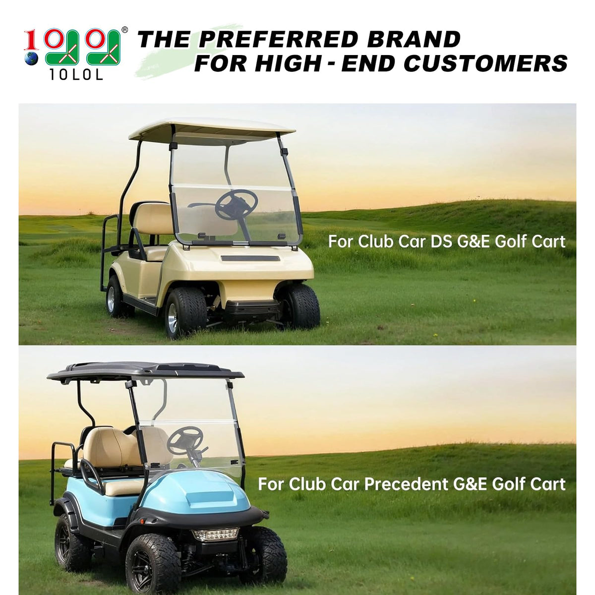 10L0L Clip Kit fits Club Car Precedent 1-inch square struts for secure mounting