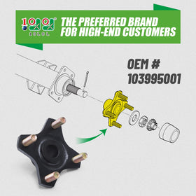 10L0L Club Car Precedent hub with brake rotor; reliable stopping power.