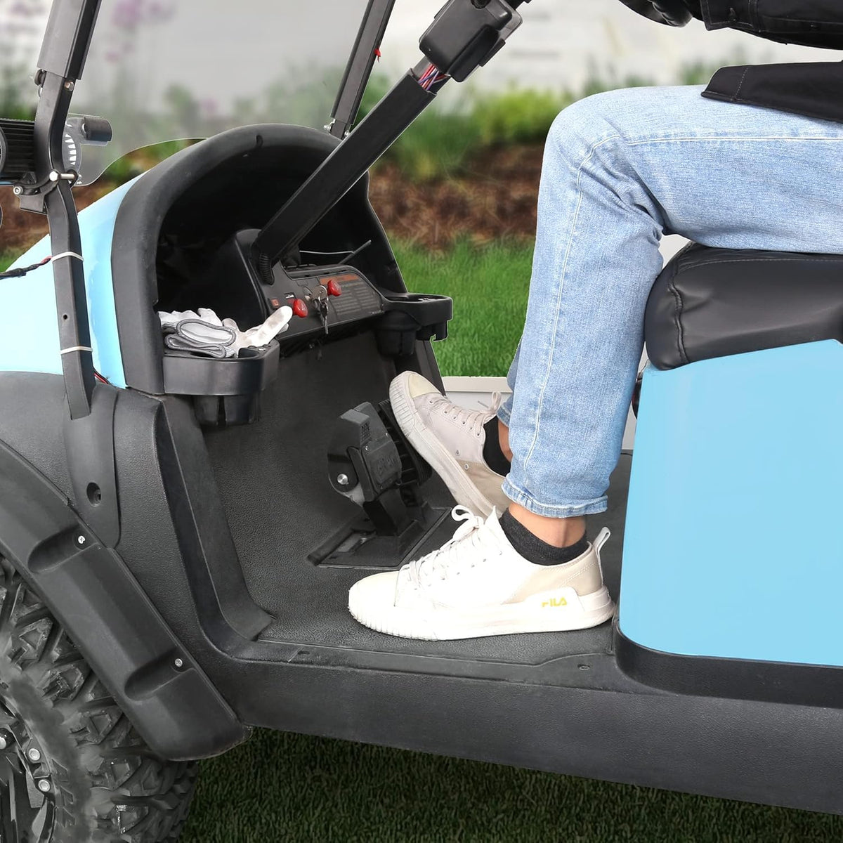 10L0L Club Car Precedent pedal assembly installed view
