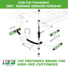 10L0L Club Car Precedent shackles and bushing sleeve kit for 2004+ compatibility.