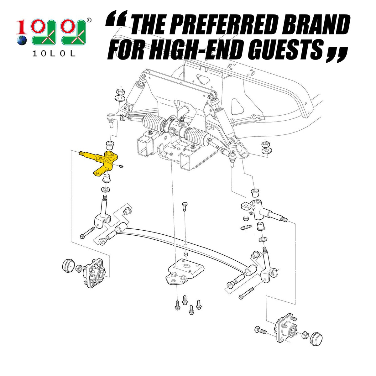 10L0L Club Car Precedent spindle kit with bushings provides smooth steering.