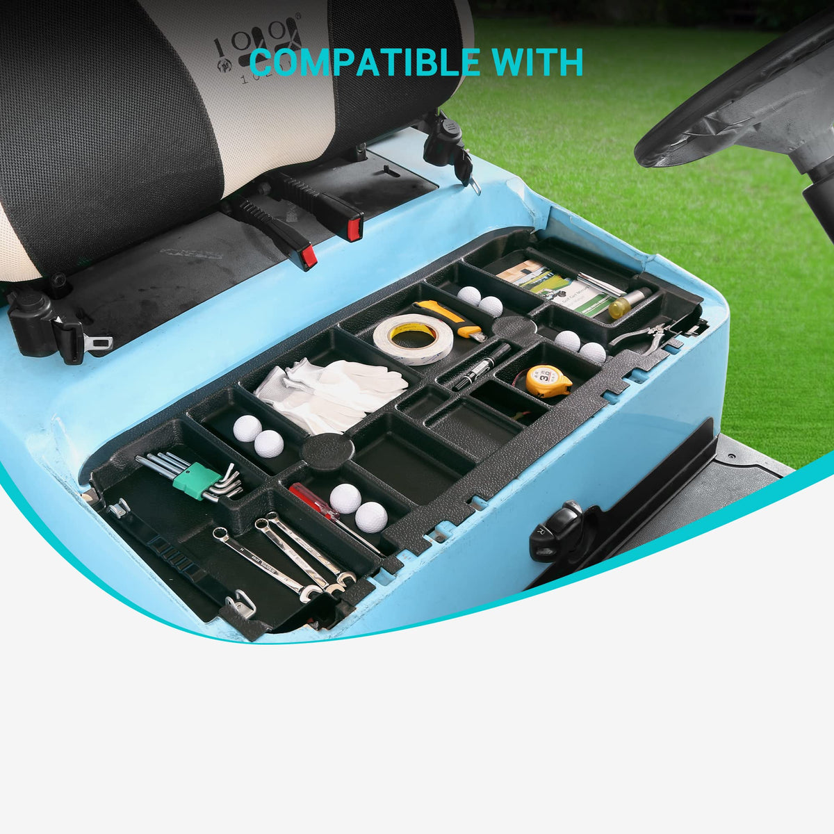 Compatible with Club Car Precedent 48V, 10L0L tray fits original Trojan battery