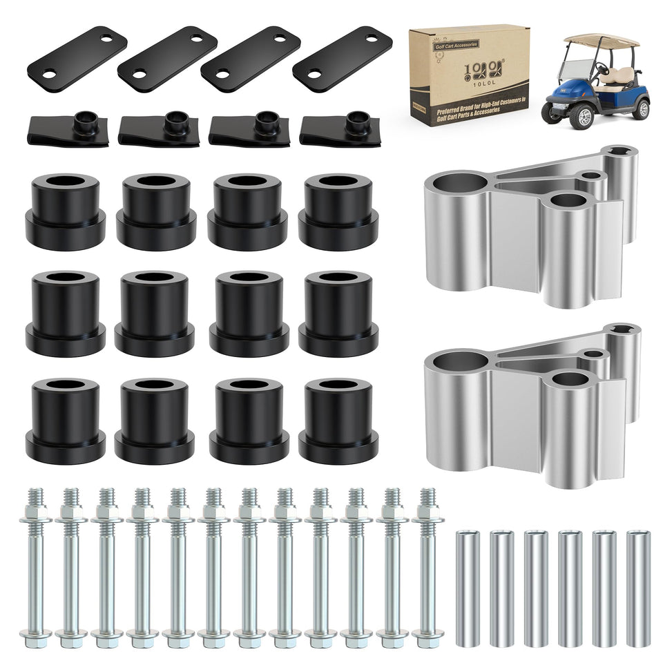 10L0L complete kit for Club Car with rear-leaf spring shackle bushing for improved ride quality