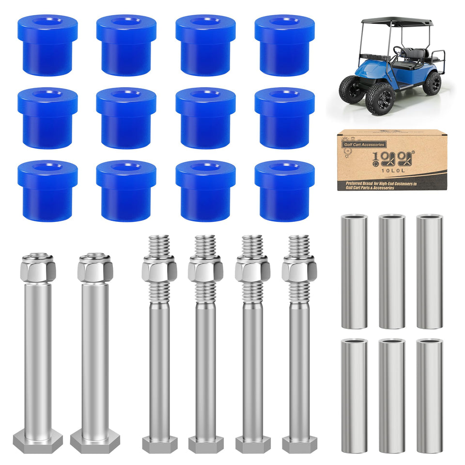 10L0L EZGO TXT Medalist rear kit with blue bushings and sleeves for smoother ride.