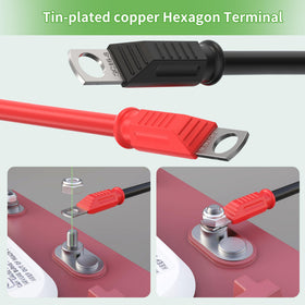 10L0L copper hex terminal cables with heat shrink for durable connections.