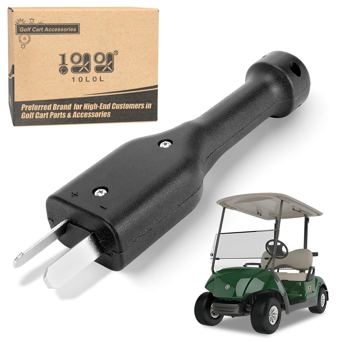 10L0L crow-foot charger plug for 36V carts provides reliable power connection.
