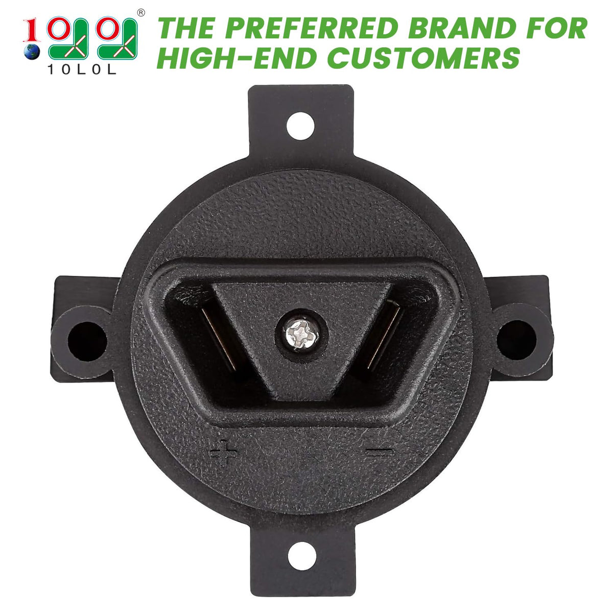 10L0L crow-foot 2-prong receptacle shown for EZGO 36V pre-1983 model compatibility