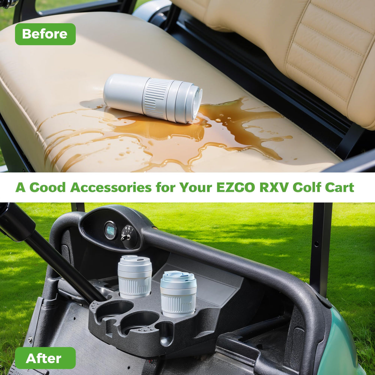 10L0L EZGO RXV cup holder easy installation illustration