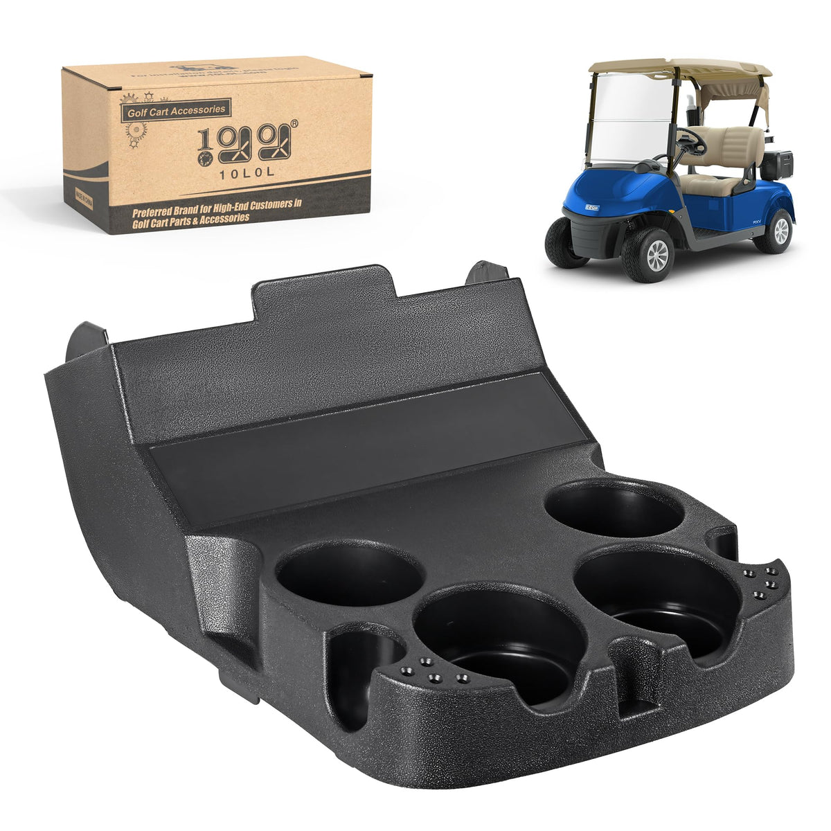 10L0L EZGO RXV cup holder front view secures drinks