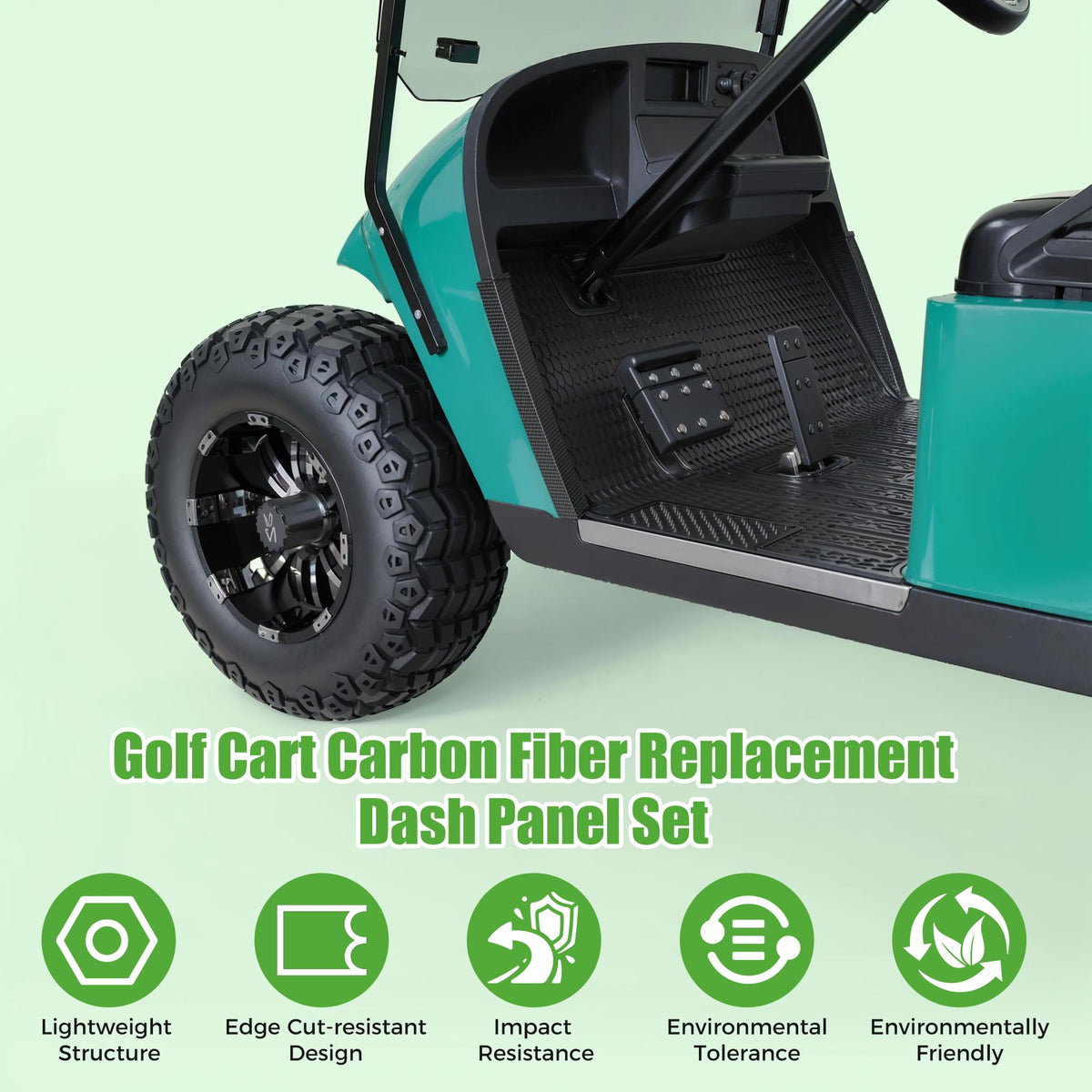 Two-piece dash panel from 10L0L installed on EZGO TXT