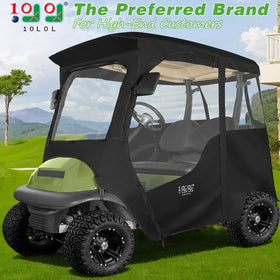 10L0L Deluxe 2-Passenger Enclosure side view shows zippered doors for quick access.