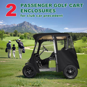 10L0L Deluxe enclosure front view shows 57-inch roof fit for Club Car.