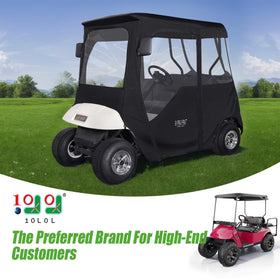 10L0L EZGO enclosure side view shows zipper doors for easy entry