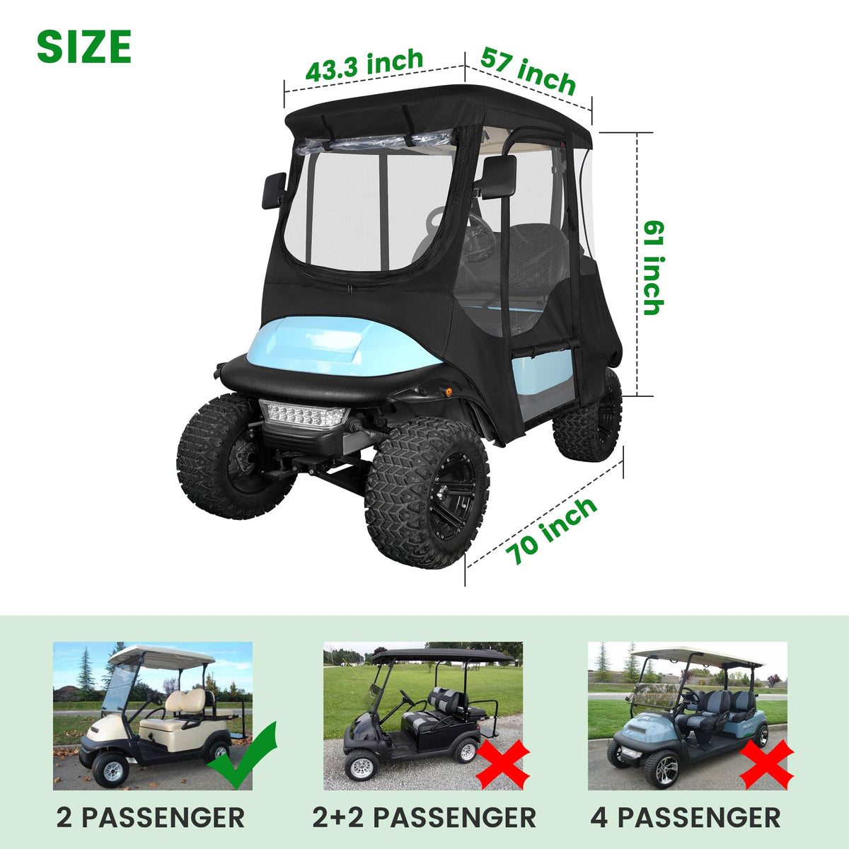 Premium black finish complements most golf carts and storage setups