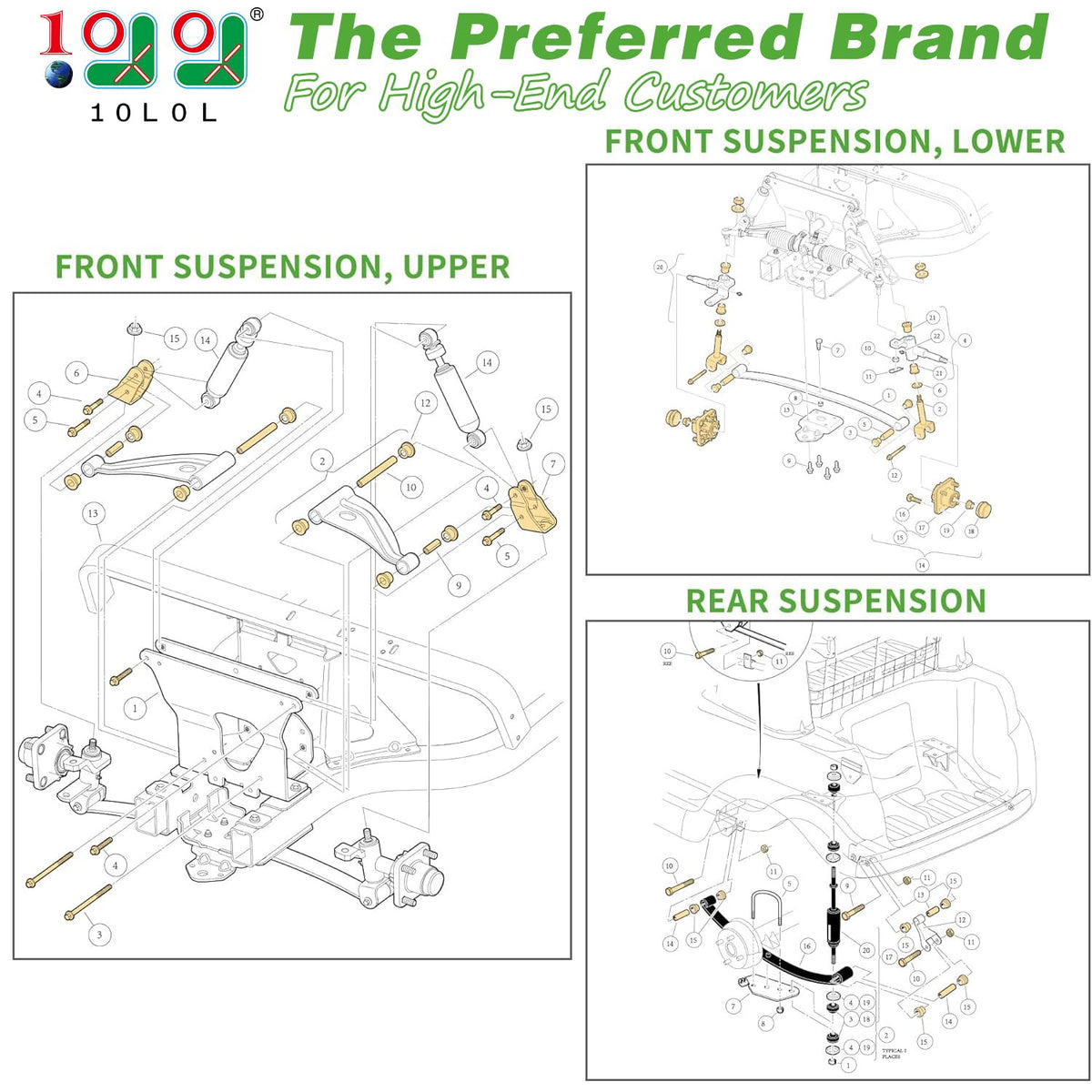 10L0L Deluxe control arm bushings reduce noise and vibration for a comfy ride.