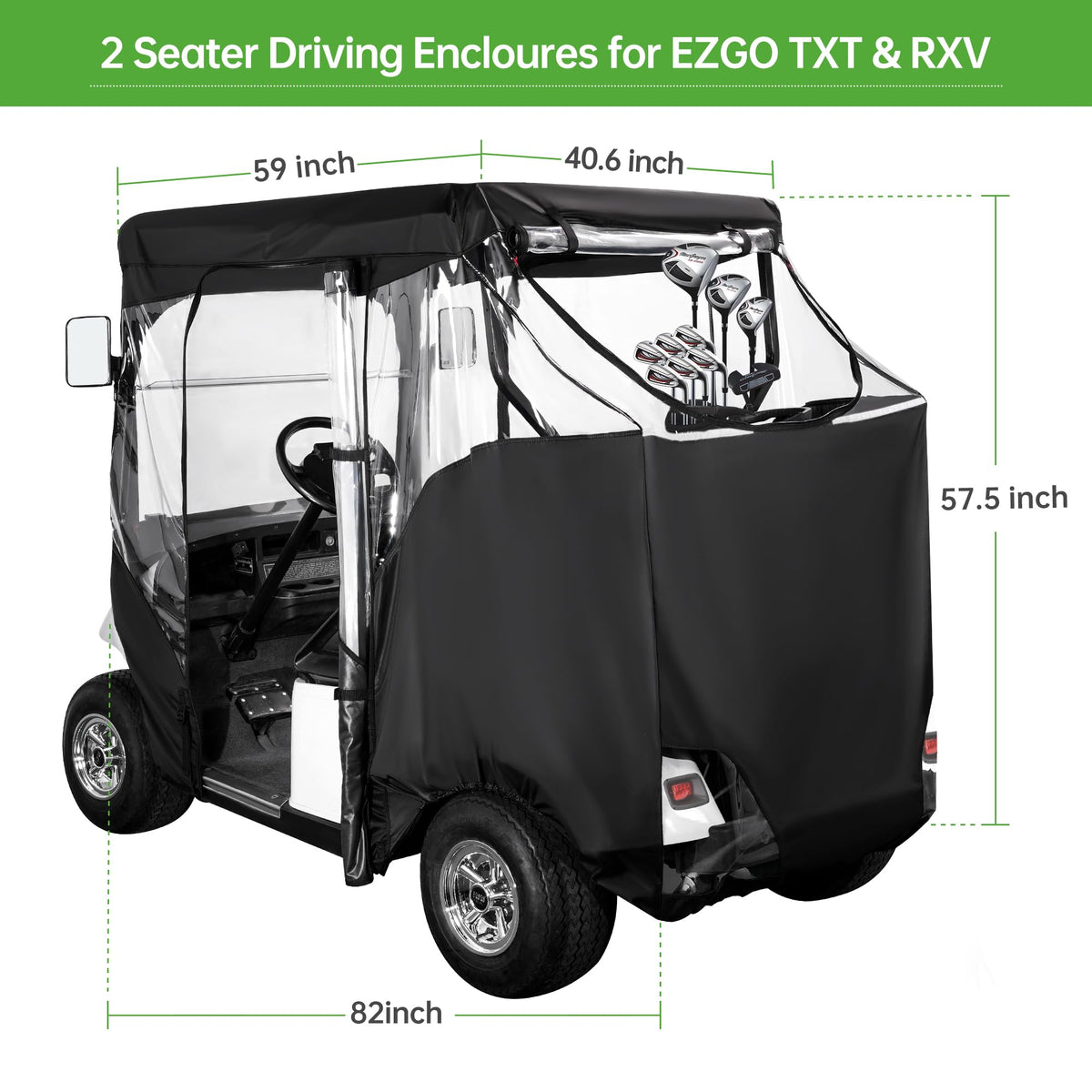 Fits EZGO TXT RXV with 58-inch roof for a weather-ready setup