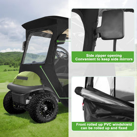 Front windshield zip panel on the 10L0L Deluxe enclosure for easy airflow.