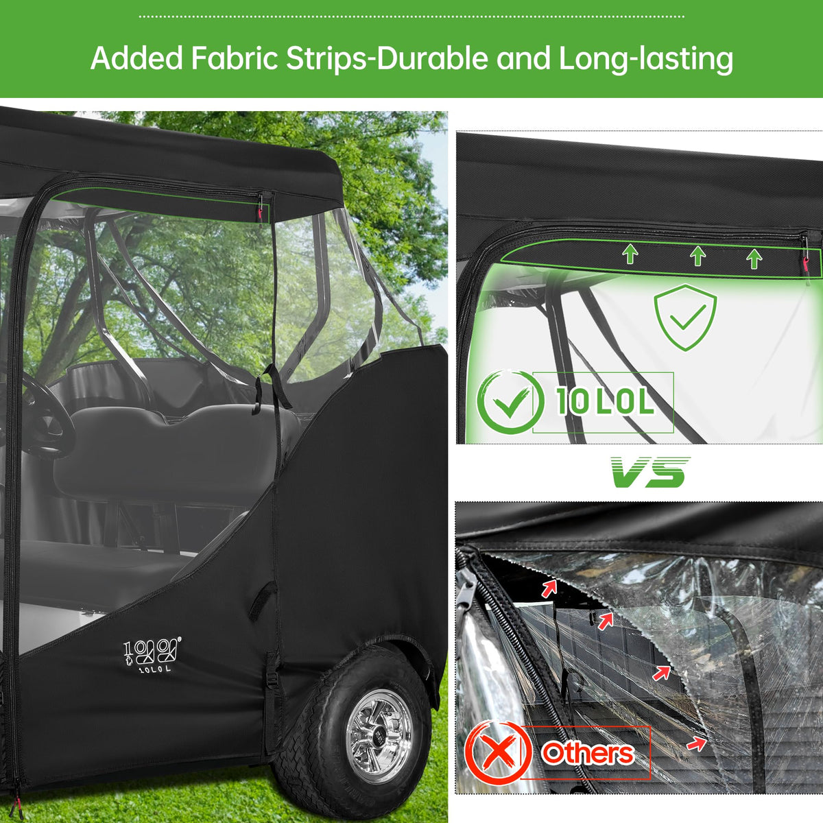 Rear panel of the enclosure zips off for club access on EZGO TXT RXV