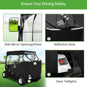 Roll-up windshield and zippered doors on the 10L0L enclosure for easy ventilation