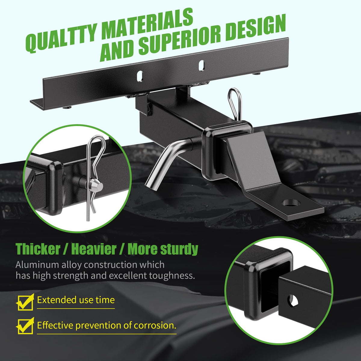 10l0l heavy-duty steel hitch withstands regular use on golf carts