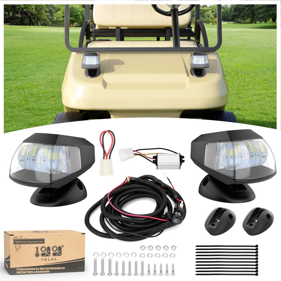 10L0L deluxe headlight kit for Club Car DS improves night visibility.