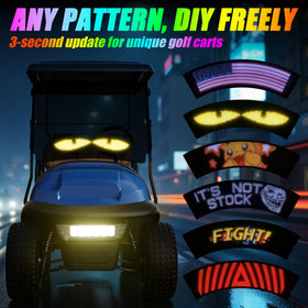 10L0L devil eyes screen 23x5 inch shows vivid LED animations in daylight.