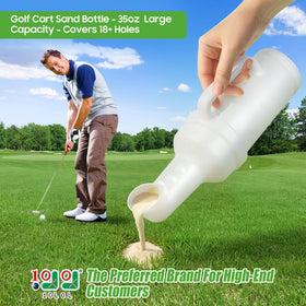 10L0L divot filler bottle mounted with no-drill bracket on 1-inch tube