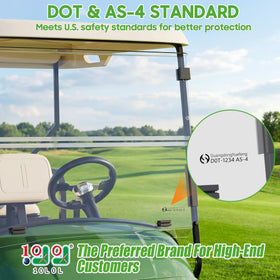 10L0L windshield meets DOT safety standards for legal street use on EZGO TXT.