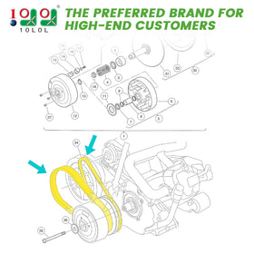 Close-up of 10L0L drive belt showing aramid fiber strength