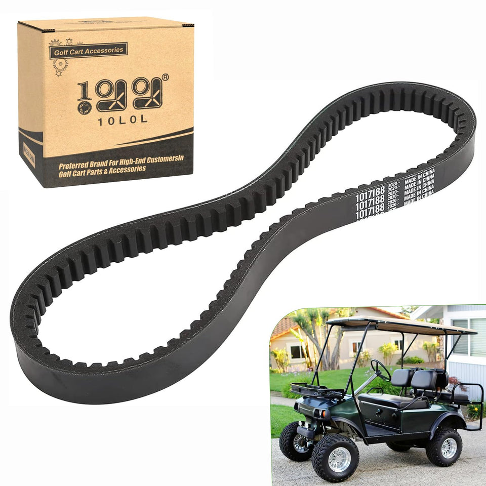 10L0L drive belt for Club Car DS close-up showing durable rubber for smooth engagement