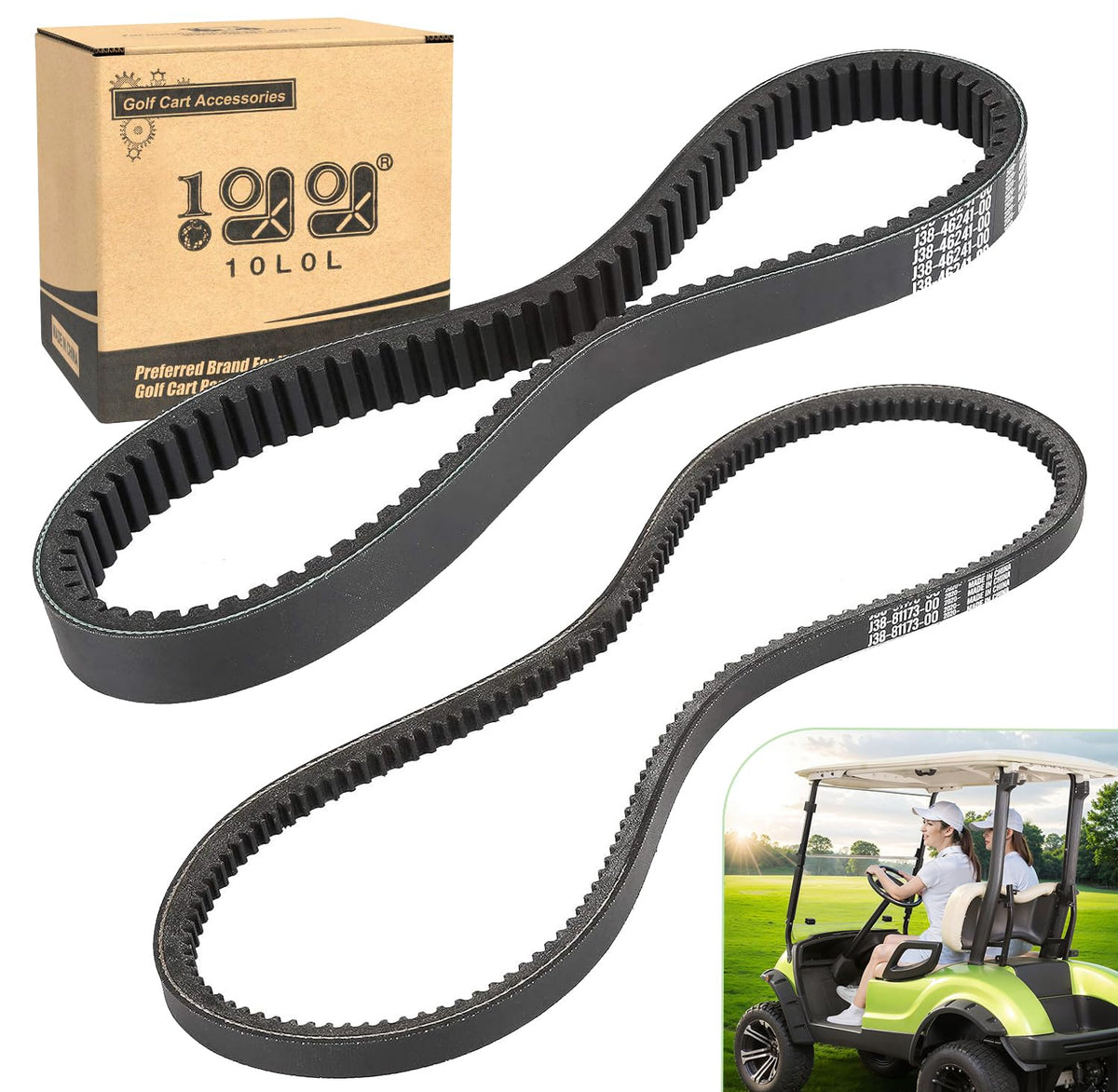 10L0L drive belt kit for Yamaha G2–G22 cart, supports consistent drive