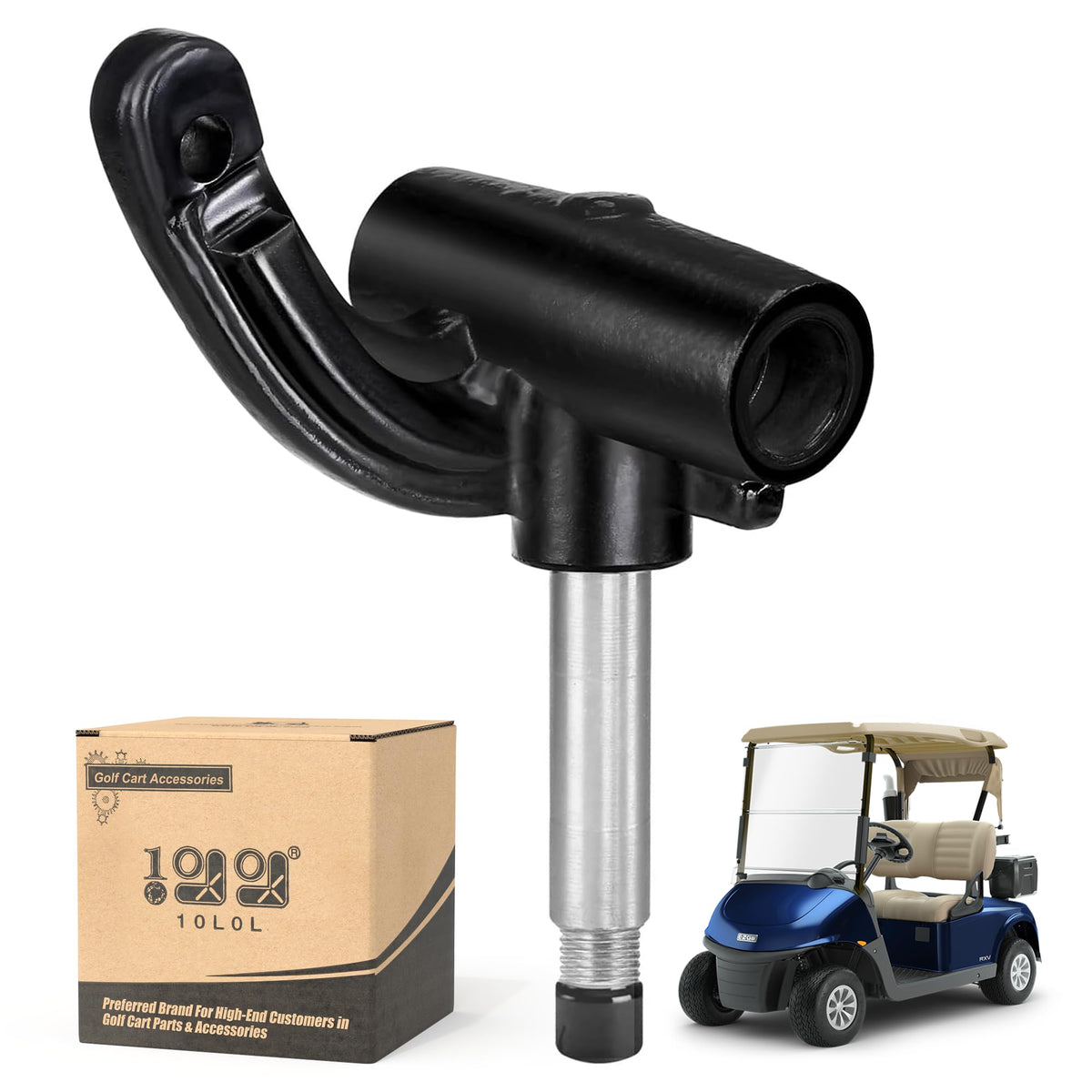 10L0L drivers side spindle assembly for EZGO RXV front view, enhanced steering potential