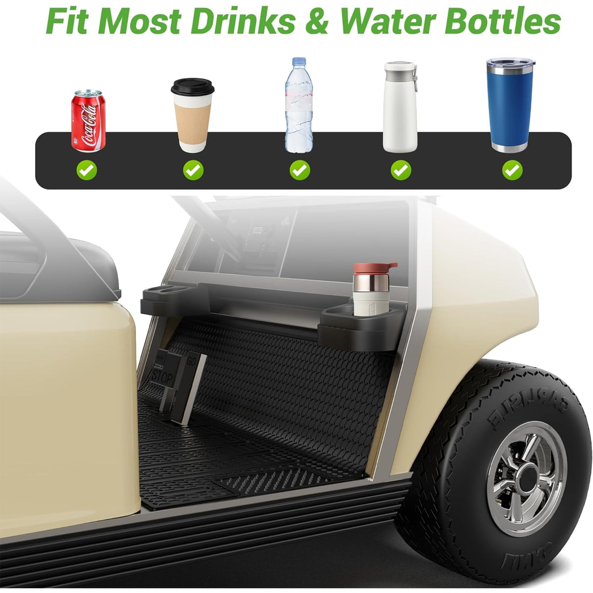 Two cup holders added to front-seat storage area