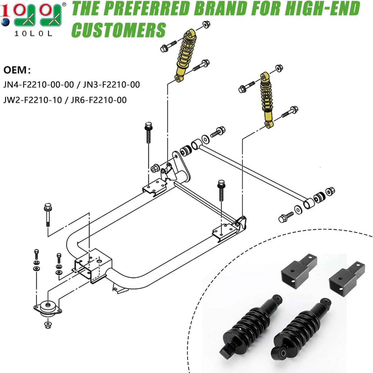 10L0L dual-pack rear shocks for Yamaha golf cart installation