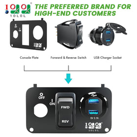 10L0L dual USB ports and voltmeter display enabling on-the-go device charging.