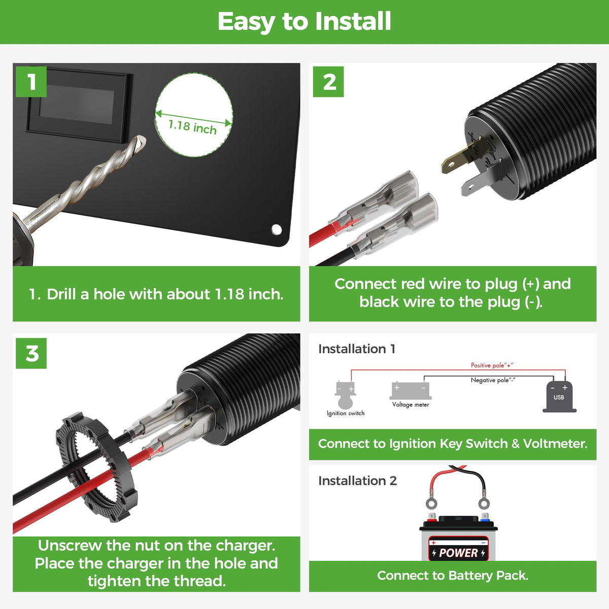 10L0L dual USB ports support QC3.1 devices and standard USB charges.