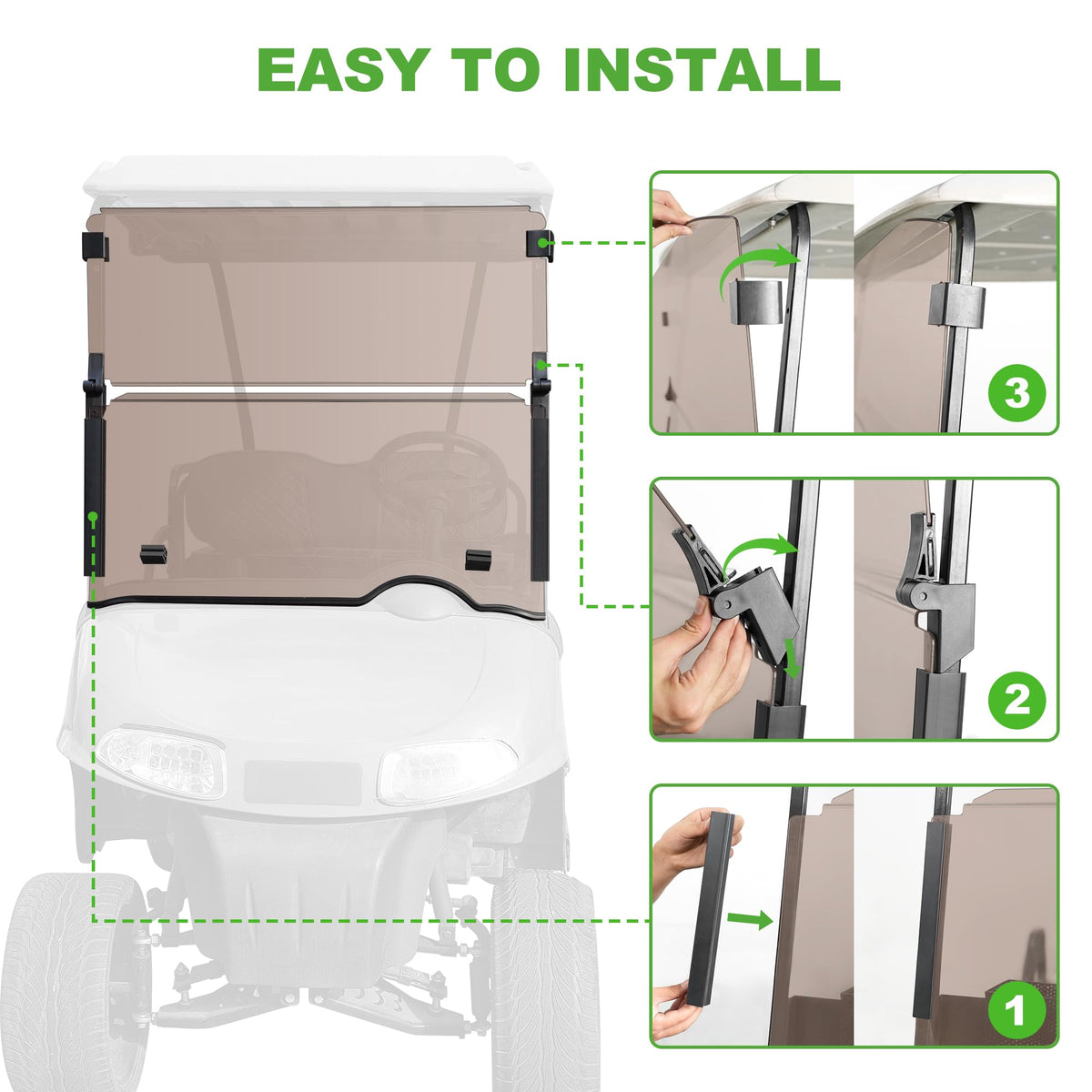 10L0L tinted windshield improves comfort during sunny or windy days.