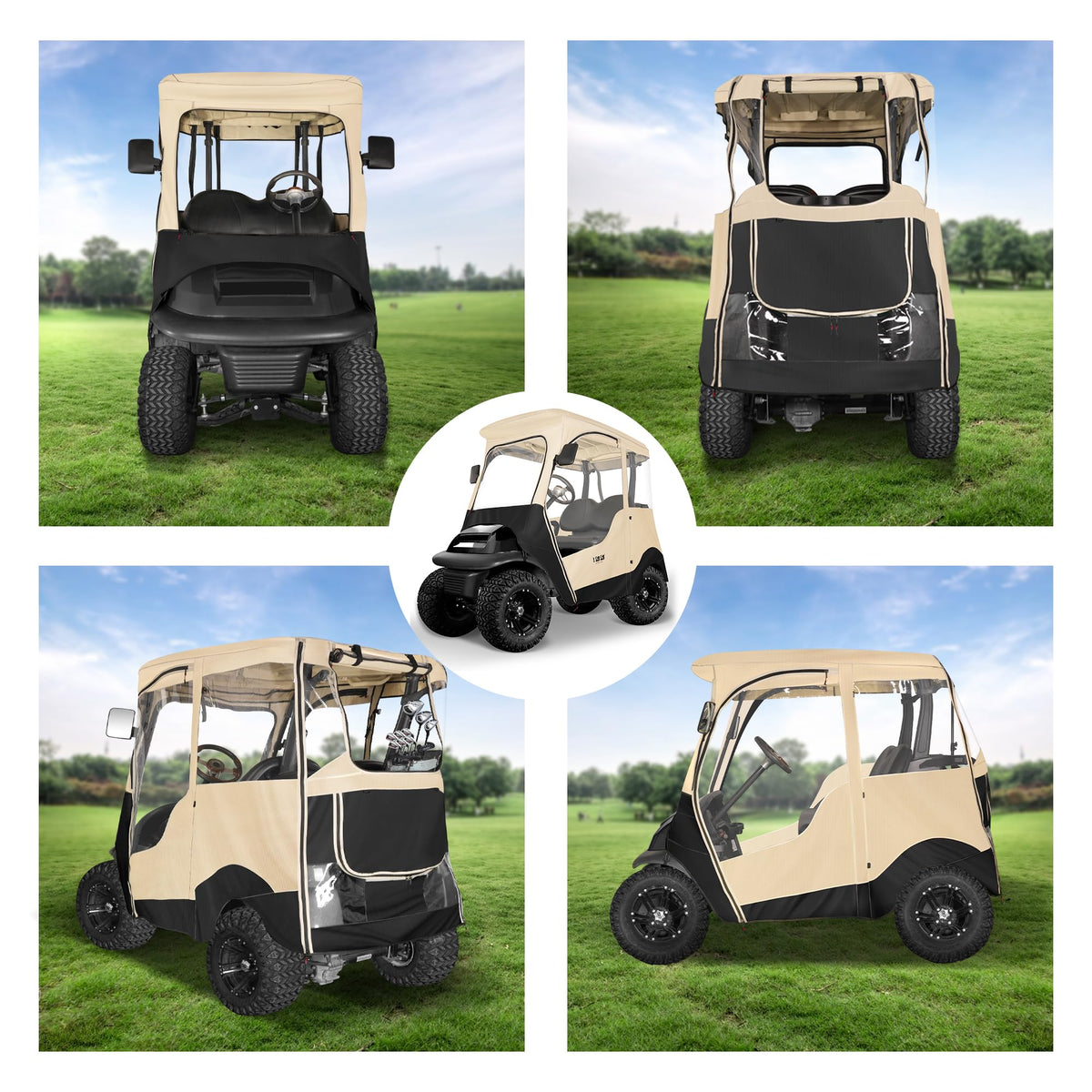 10L0L Durable outdoor golf cart enclosure withstands dust, rain, snow