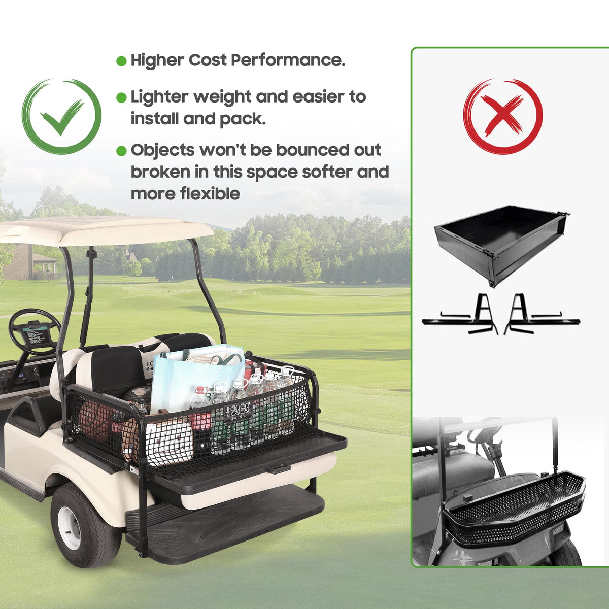 10L0L durable polypropylene net withstands outdoor use on the course
