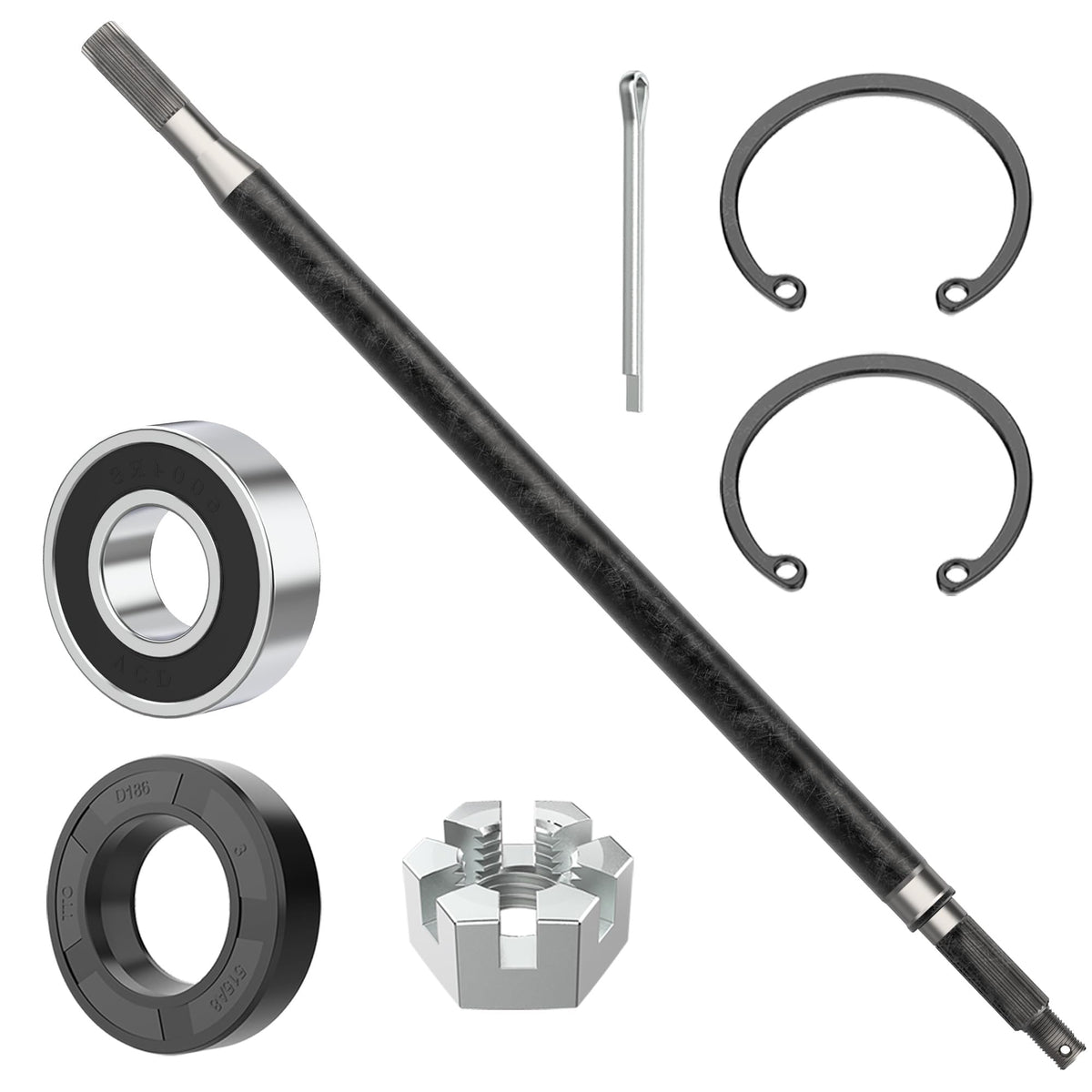 10L0L durable rear axle shaft shown in action on a Yamaha golf cart.