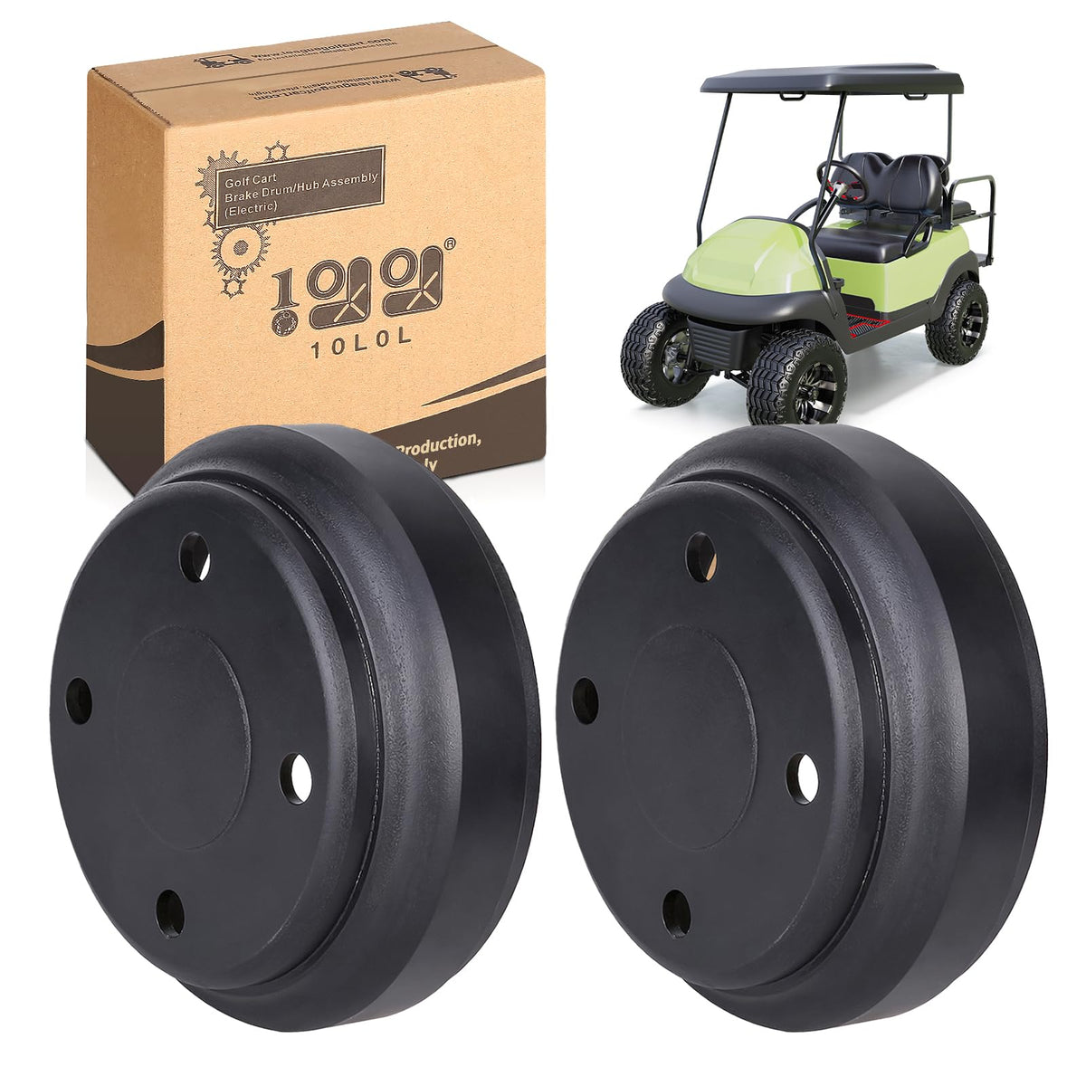 Durable steel 10L0L brake drum ready for Club Car braking system.